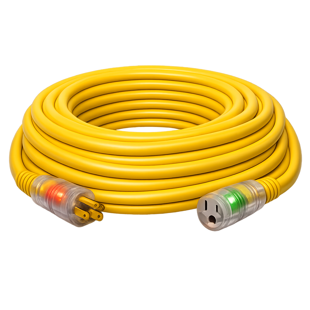CORD - 14 GAUGE SJTW EXTENSION CORD W/ LIGHTED END - 50' - YELLOW - CUSTOMIZED