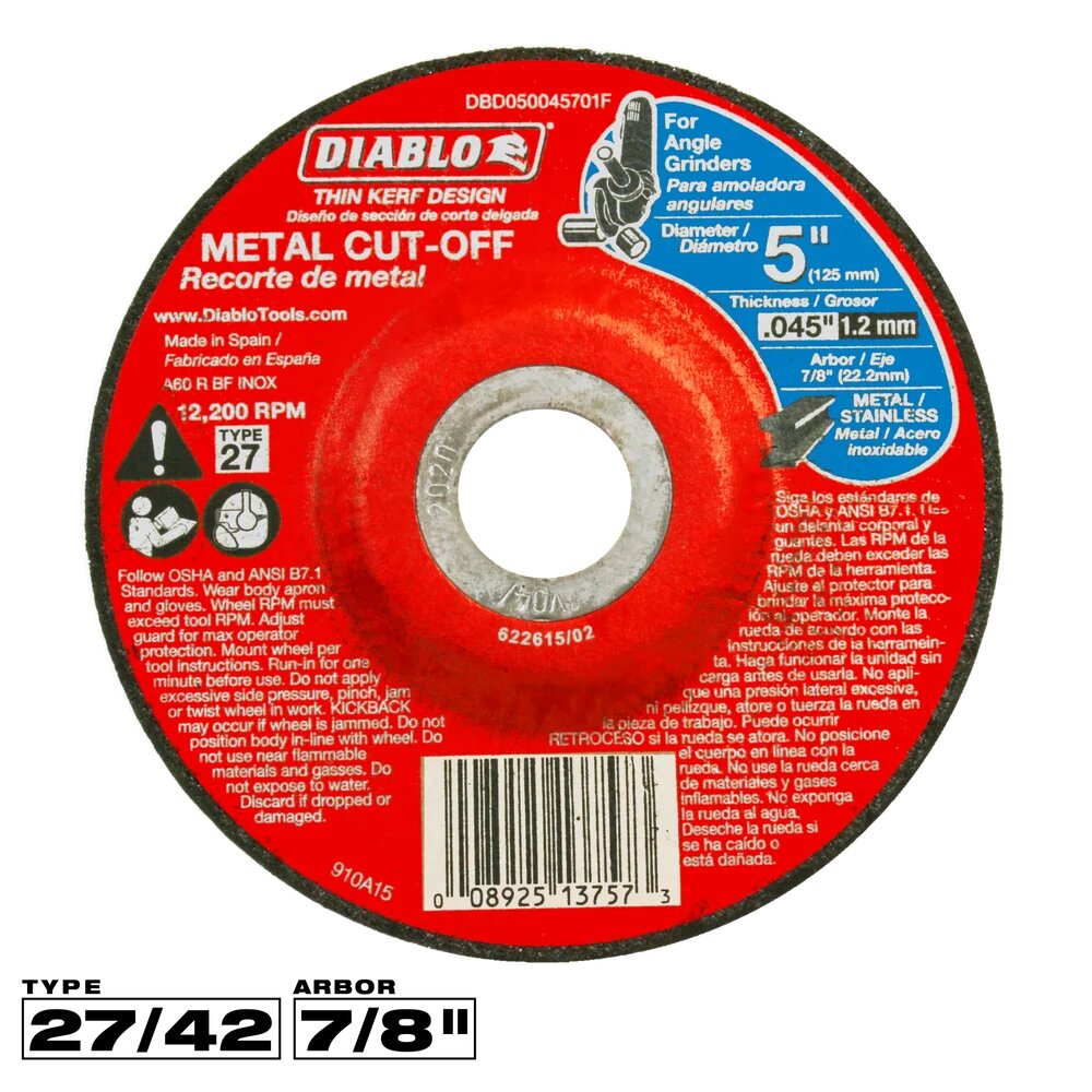 5" TYPE 27 METAL CUT-OFF WHEELS - DIABLO