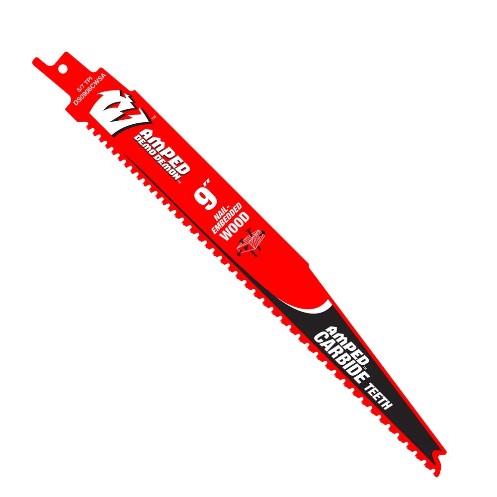 9" 5/7 TPI AMPED™ DEMO DEMON™ CARBIDE TEETH RECIPROCATING SAW BLADE FOR NAIL-EMBEDDED