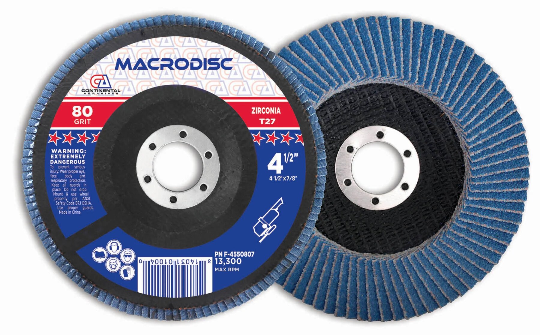 4-1/2" X 7/8" T27 80G ZIRCONIA FLAP WHEEL - CA