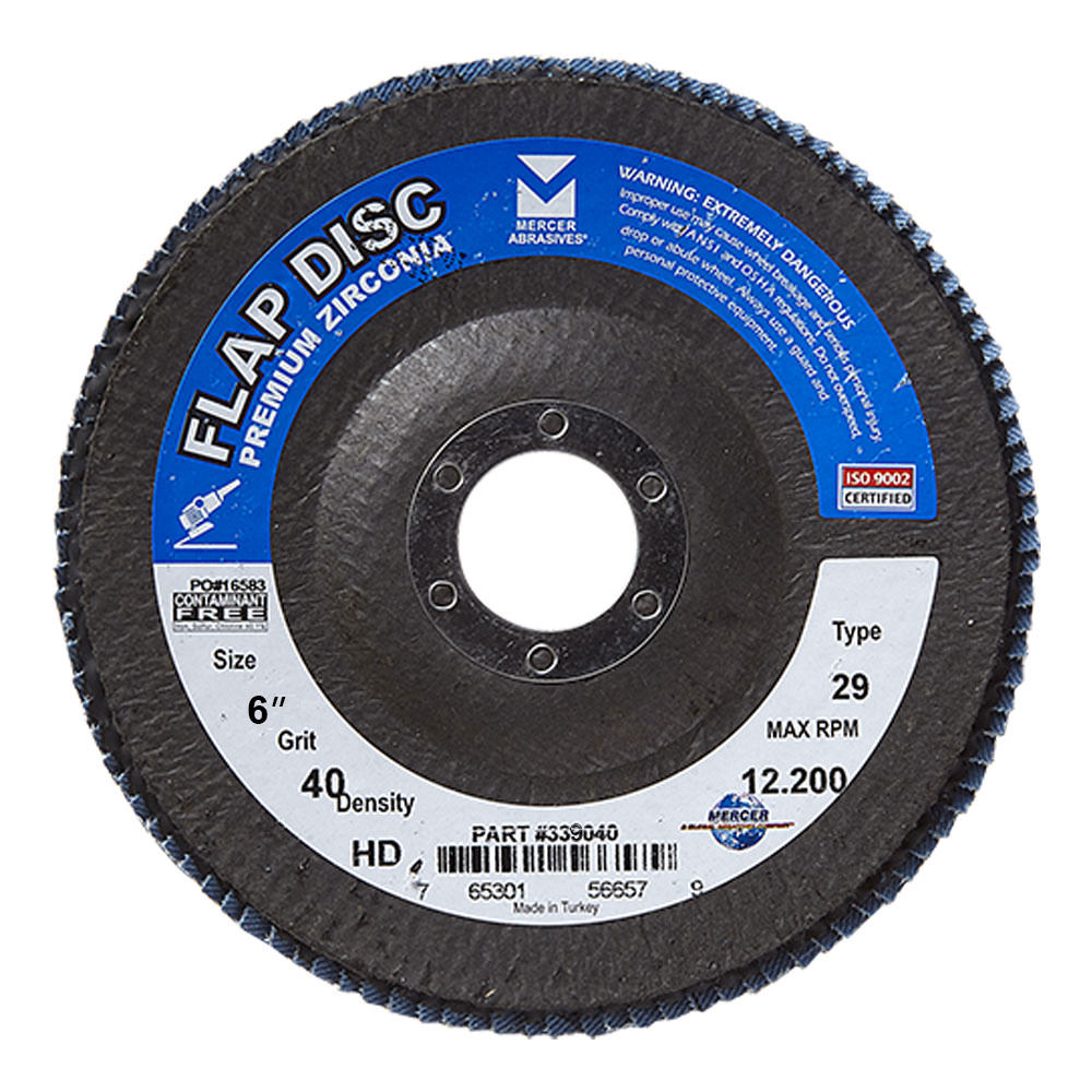 6" X 60 GRIT ZIRCONIA FLAP DISC - MERCER