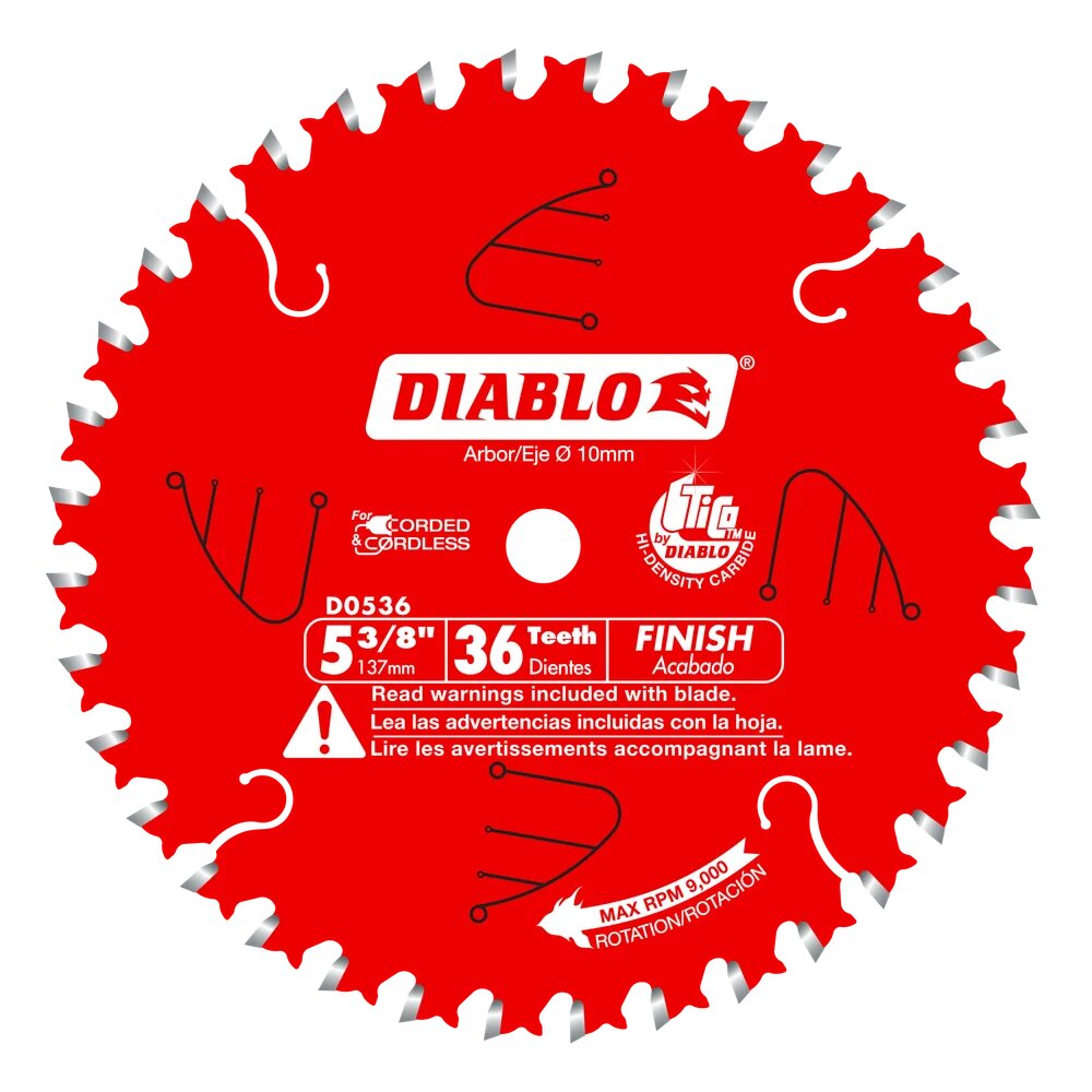 5-3/8" X 36T FINISH AND TRIM CARBIDE TIPPED BLADE - DIABLO