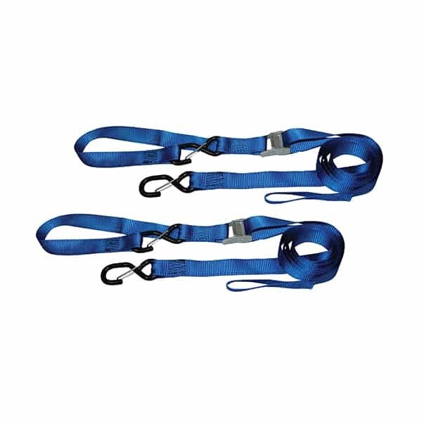 TIE-DOWN, CAM BUCKLE, 1.25" X 8' MOTORSPORTS W/SOFT-TIES & VINYL COATED S-HOOKS
