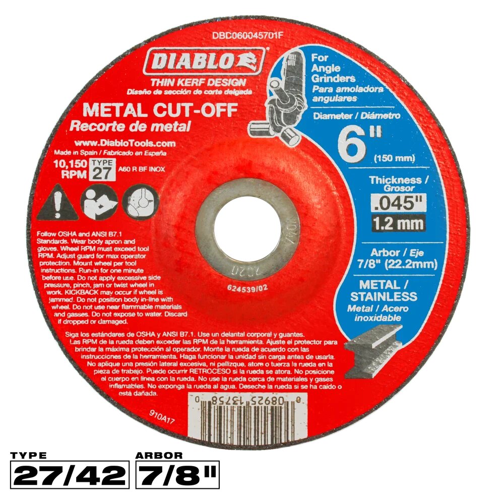 6" METAL CUT-OFF WHEEL - DIABLO
