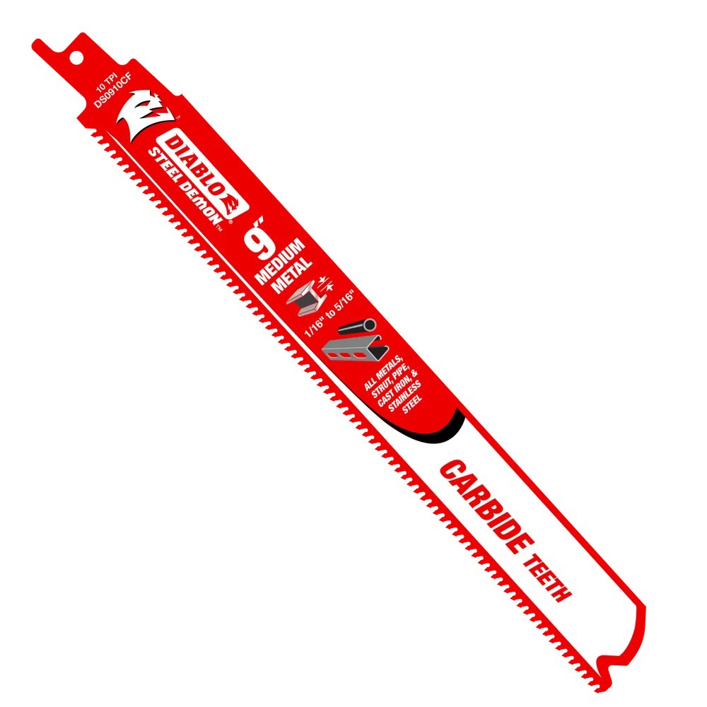 9" X 10TPI STEEL DEMON CARBIDE TEETH RECIPROCATING SAW BLADE FOR MEDIUM METAL - DIABLO