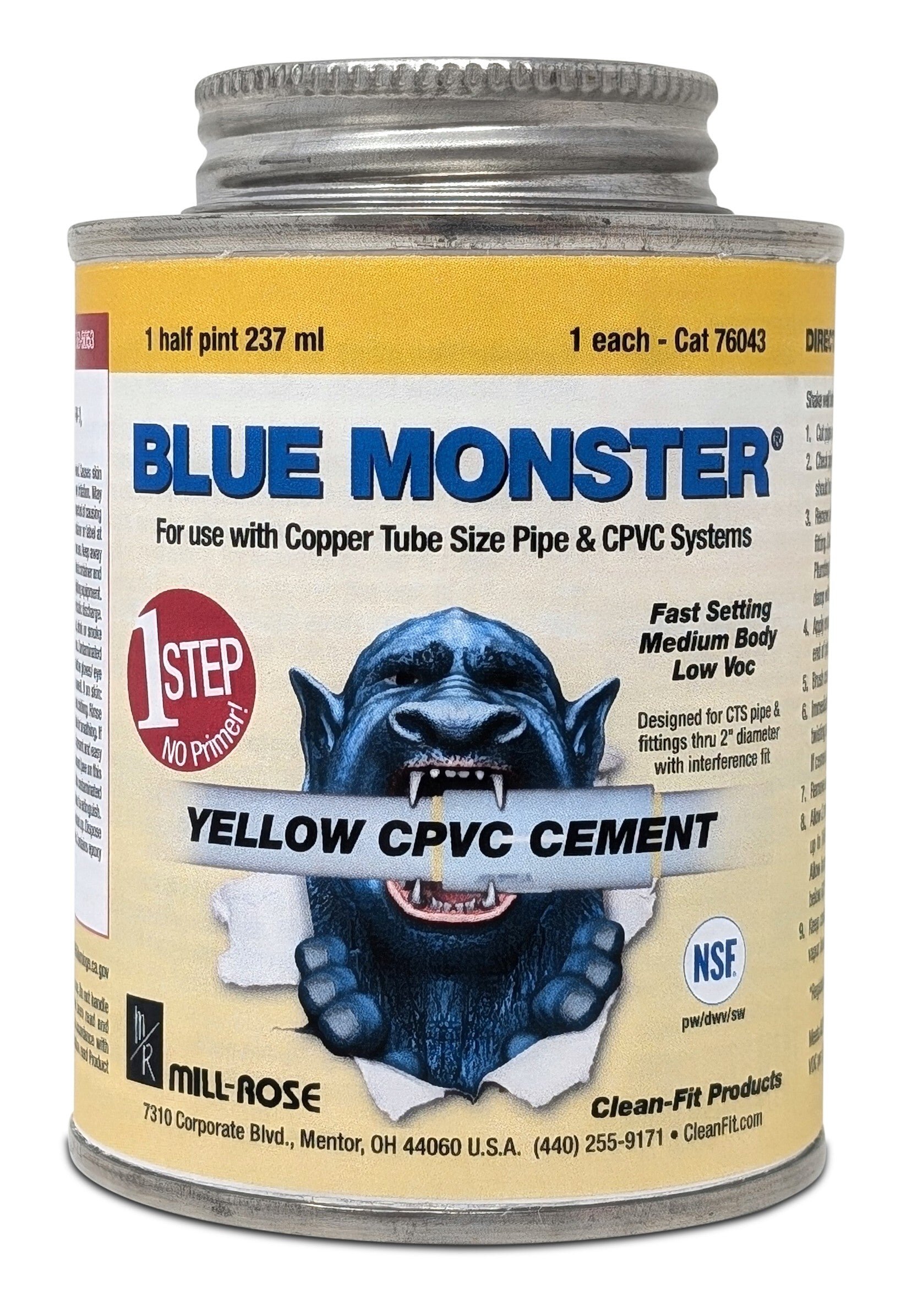 1 PINT (16 FL OZ) BLUE MONSTER CPVC CEMENT