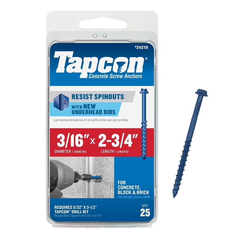 SCREW - 3/16" X 2-3/4" - HEX HEAD- TAPCON
