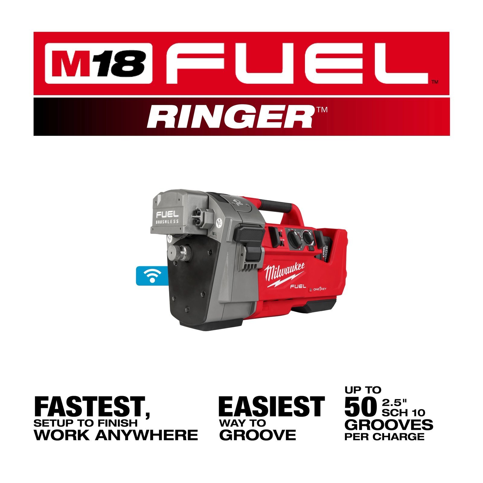 M18 FUEL RINGER ROLL GROOVER FOR 1‑1/4” – 4” SCH 10/40, 6” SCH 10 - MILWAUKEE