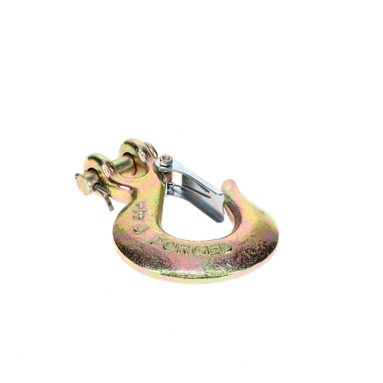 HOOK, SLIP STYLE, GRADE 70, 1/2" W/SAFETY LATCH - FORGED W/ZINC CHROMATE COATING